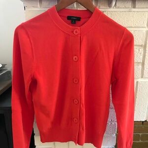 JCrew Orange Crepe Cardigan, small